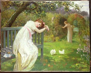 Søndag eftermiddag, Damer i en have, ca. 1890 af English School